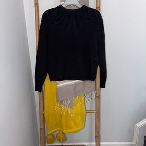 Zara Black Ribbed Crew Neck Sweater